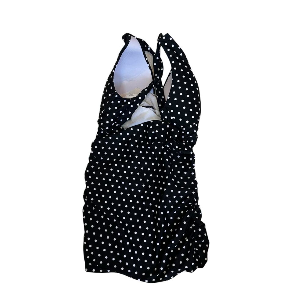 Lauren Ralph Lauren Black White Polka Dot Tummy Control Halter Swimdress 16 NWT - Picture 4 of 12